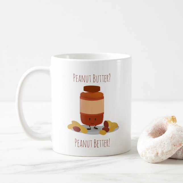 Cute Peanut Butter Jar Food Coffee Mug (With Donut)