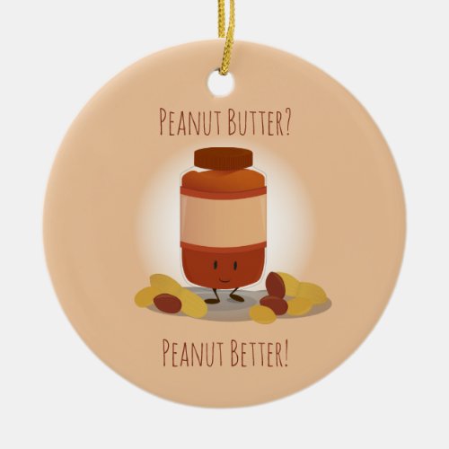 Cute Peanut Butter Jar Nuts Food Ceramic Ornament
