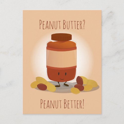 Cute Peanut Butter Jar  Postcard