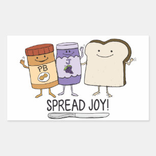 Cute Peanut Butter & Jelly & Bread Spread Joy Rectangular Sticker