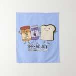 Cute Peanut Butter &amp; Jelly &amp; Bread Spread Joy Tapestry at Zazzle