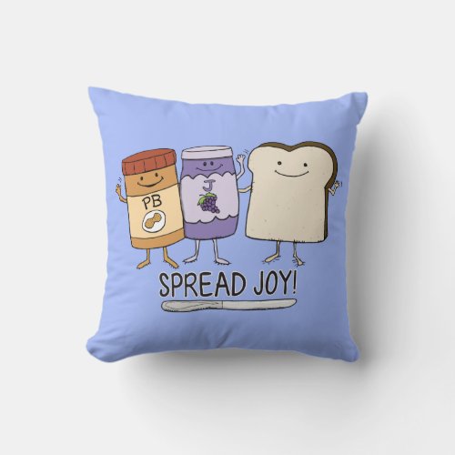Cute Peanut Butter  Jelly  Bread Spread Joy Throw Pillow