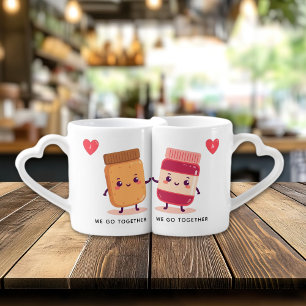 Cute Peanut Butter Jelly Couple Valentine's Day Coffee Mug Set