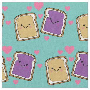 Cute Peanut Butter & Jelly Kids PBJ Kawaii Cartoon Fabric