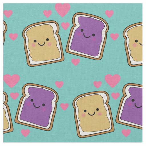 Cute Peanut Butter & Jelly Kids PBJ Kawaii Cartoon Fabric