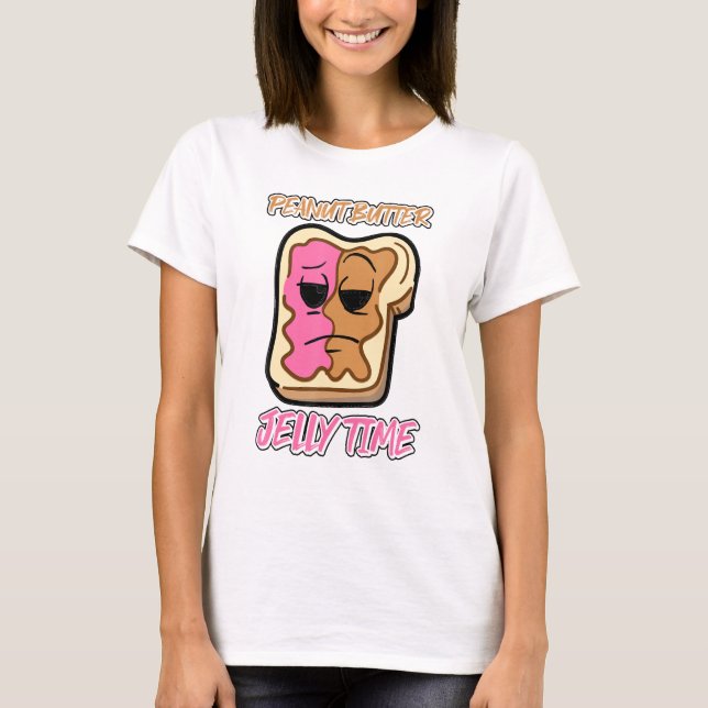 Cute Peanut Butter Jelly Time Pbj Toast Bread For  T-Shirt (Front)