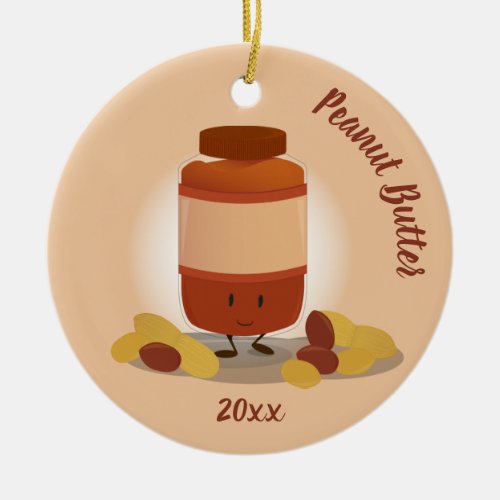Cute Peanut Butter Nut Brown Year Fun Cartoon Food Ceramic Ornament