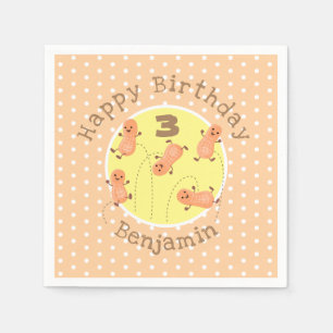 Cute peanut cartoon illustration orange polka dot napkins