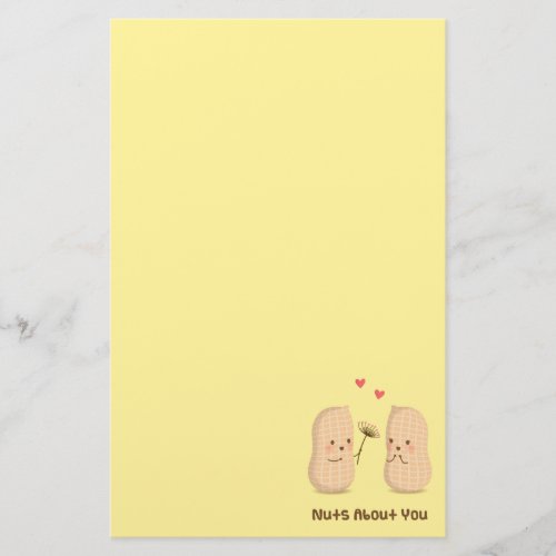 Cute Peanuts Couple Nuts About You Food Pun Stationery