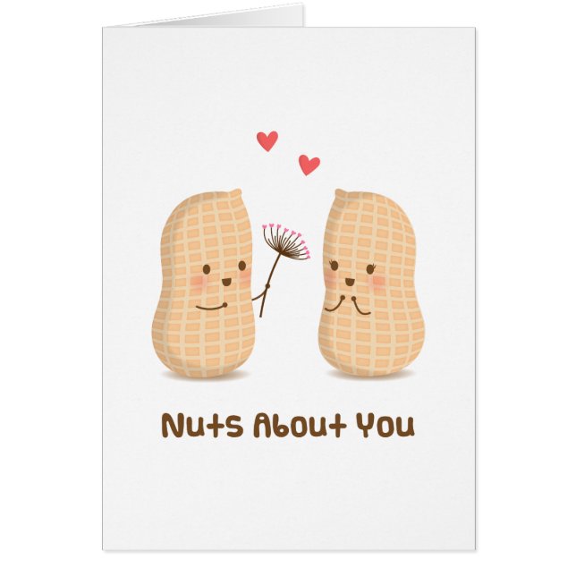 Cute Peanuts Nuts About You Love Puns Humor Cards (Front)