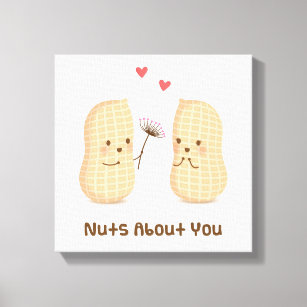 Cute Peanuts Nuts About You Pun Love Humor Canvas Print