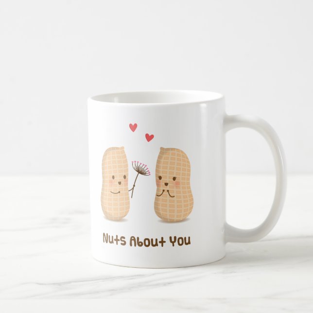 Cute Peanuts Nuts About You Pun Love Humor Coffee Mug (Right)