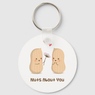 Cute Peanuts Nuts About You Pun Love Humor Keychain