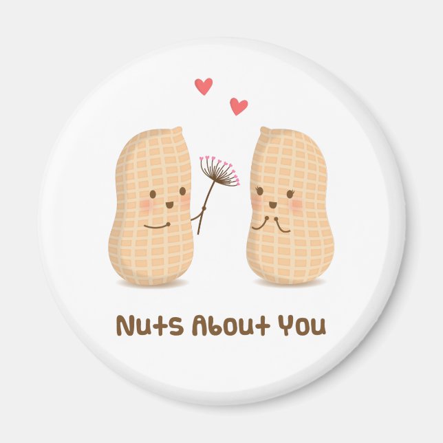 Cute Peanuts Nuts About You Pun Love Humor Magnet (Front)