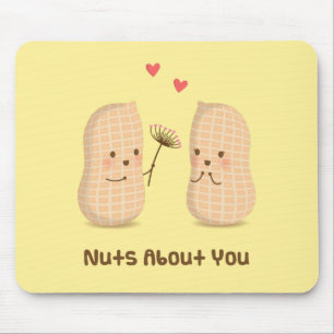 Cute Peanuts Nuts About You Pun Love Humor Mouse Pad