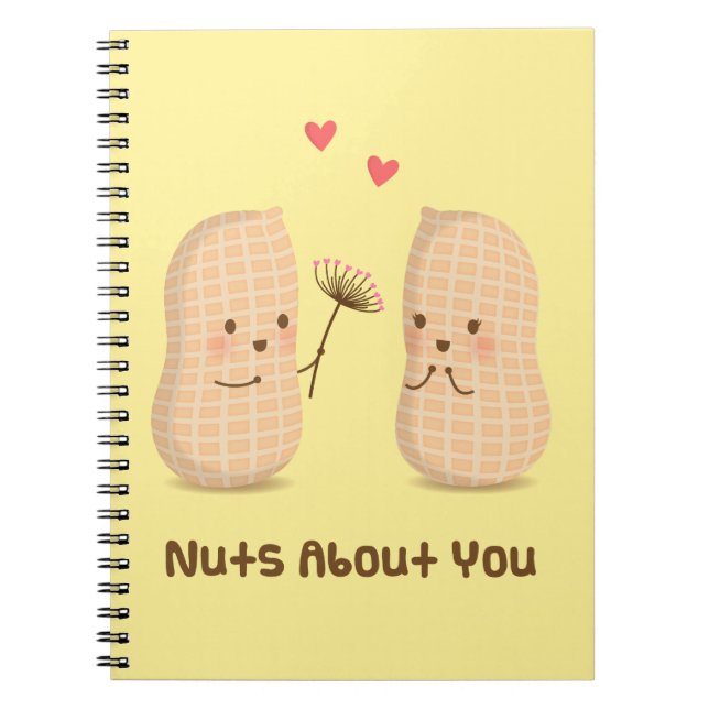 Cute Peanuts Nuts About You Pun Love Humor Notebook (Front)