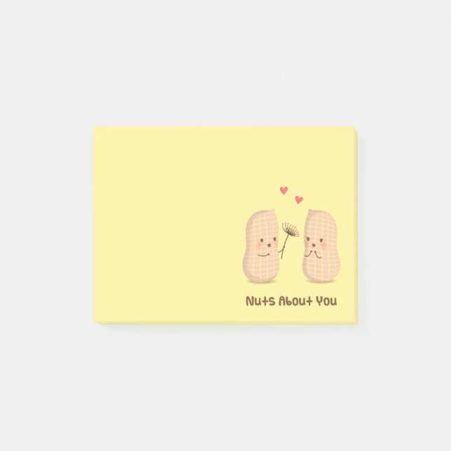 Cute Peanuts Nuts About You Pun Love Humor Post-it Notes (Front)