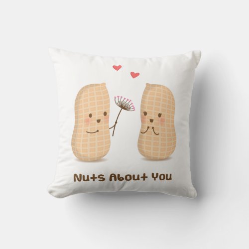 Cute Peanuts Nuts About You Room Decor Throw Pillow