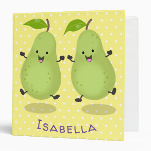 Cute pear pair cartoon illustration 3 ring binder