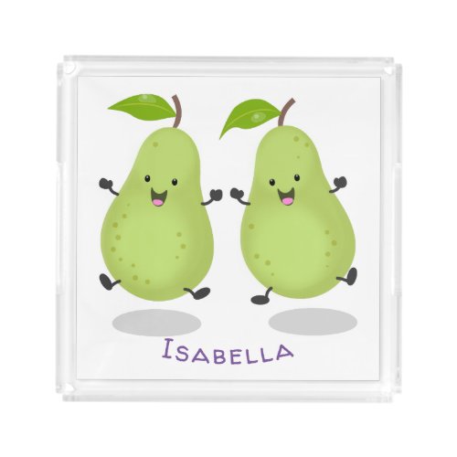 Cute pear pair cartoon illustration acrylic tray