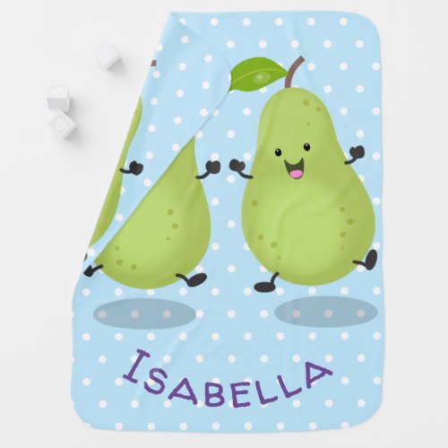 Cute pear pair cartoon illustration baby blanket