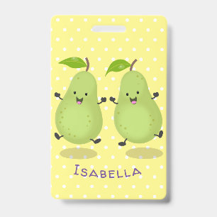 Cute pear pair cartoon illustration badge