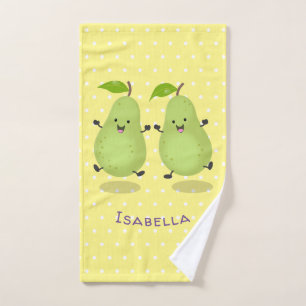 Cute pear pair cartoon illustration bath towel set