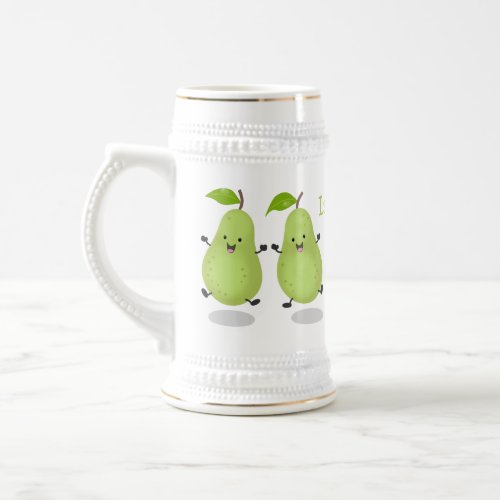 Cute pear pair cartoon illustration beer stein