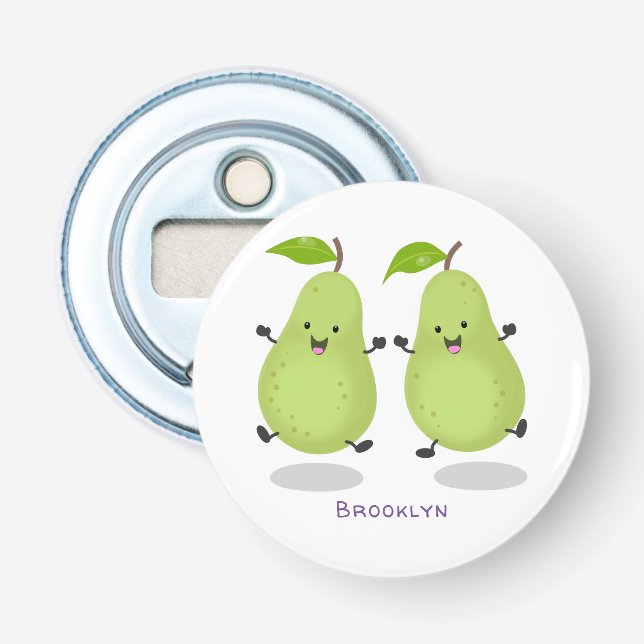 Cute pear pair cartoon illustration bottle opener (Front)