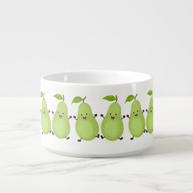 Cute pear pair cartoon illustration bowl (Center)