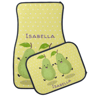Cute pear pair cartoon illustration car floor mat