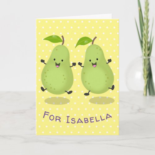 Cute pear pair cartoon illustration card