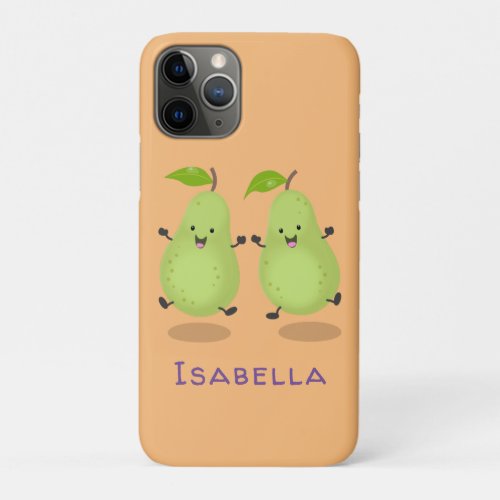 Cute pear pair cartoon illustration iPhone 11 pro case