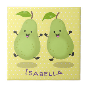 Cute pear pair cartoon illustration ceramic tile