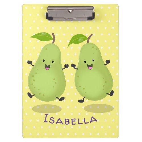 Cute pear pair cartoon illustration clipboard