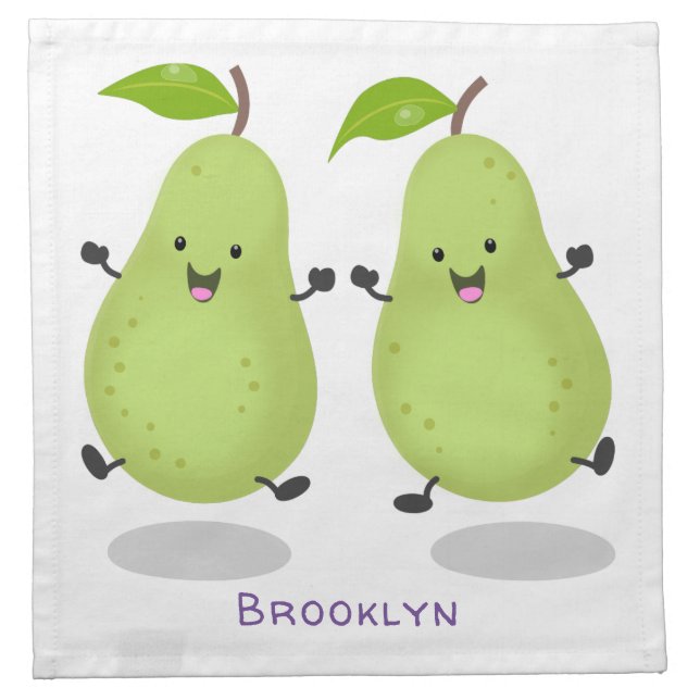 Cute pear pair cartoon illustration cloth napkin (Front)