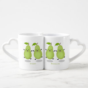 Cute pear pair cartoon illustration coffee mug set