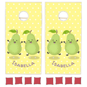 Cute pear pair cartoon illustration cornhole set