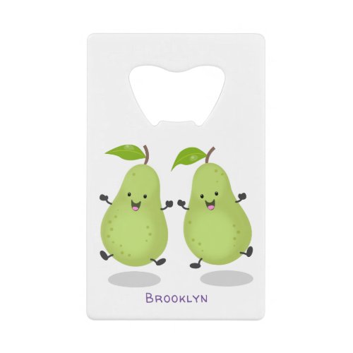 Cute pear pair cartoon illustration credit card bottle opener