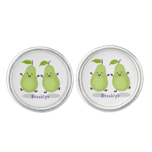 Cute pear pair cartoon illustration cufflinks