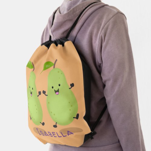 Cute pear pair cartoon illustration drawstring bag