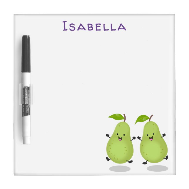Cute pear pair cartoon illustration dry erase board (Front)