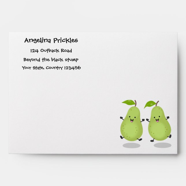Cute pear pair cartoon illustration envelope (Front)