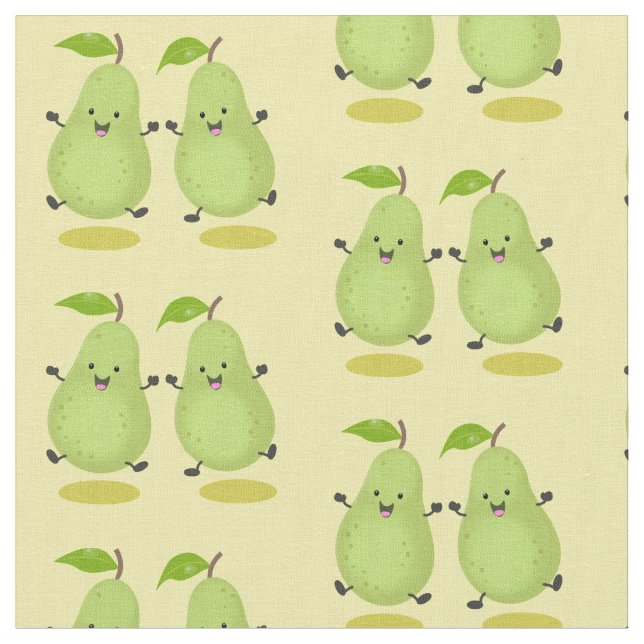 Cute pear pair cartoon illustration fabric (Close Up)