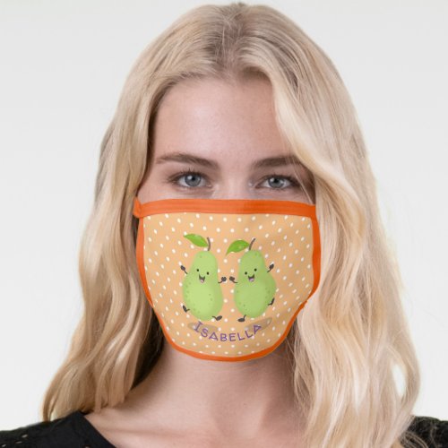 Cute pear pair cartoon illustration face mask