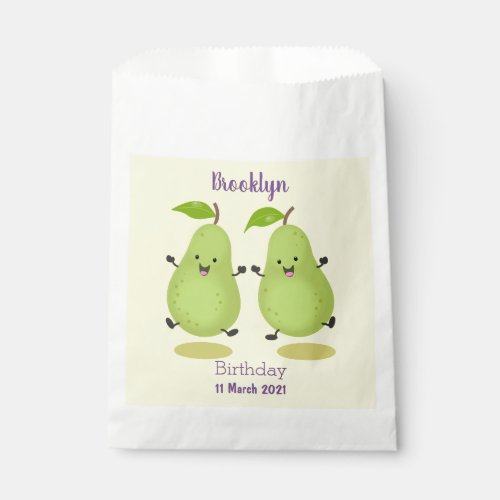 Cute pear pair cartoon illustration favor bag