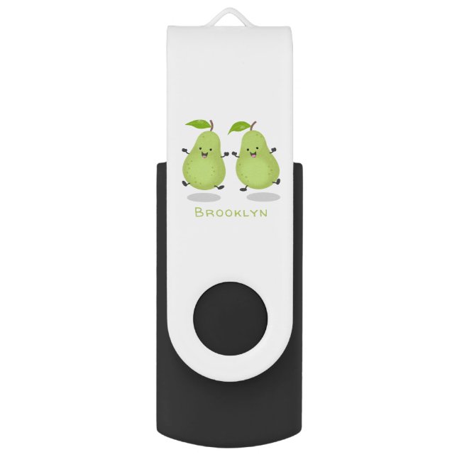 Cute pear pair cartoon illustration flash drive (Front Vertical)