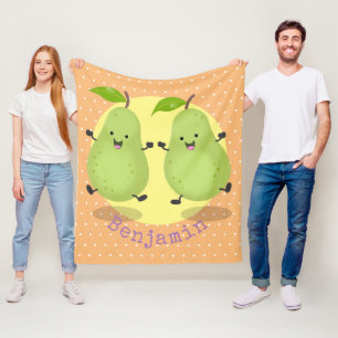 Cute pear pair cartoon illustration fleece blanket