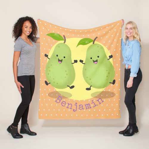 Cute pear pair cartoon illustration fleece blanket