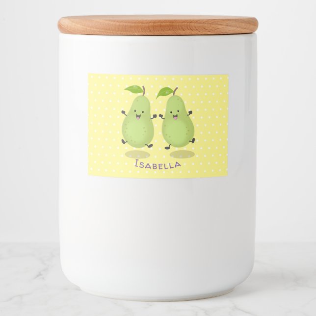 Cute pear pair cartoon illustration food label (Front)
